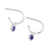 Thumbnail Image 1 of Sterling Silver Sapphire 0.05ct Diamond Drop Hoop Earrings