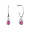 Thumbnail Image 0 of Sterling Silver Ruby & 0.05ct Diamond Drop Hoop Earrings