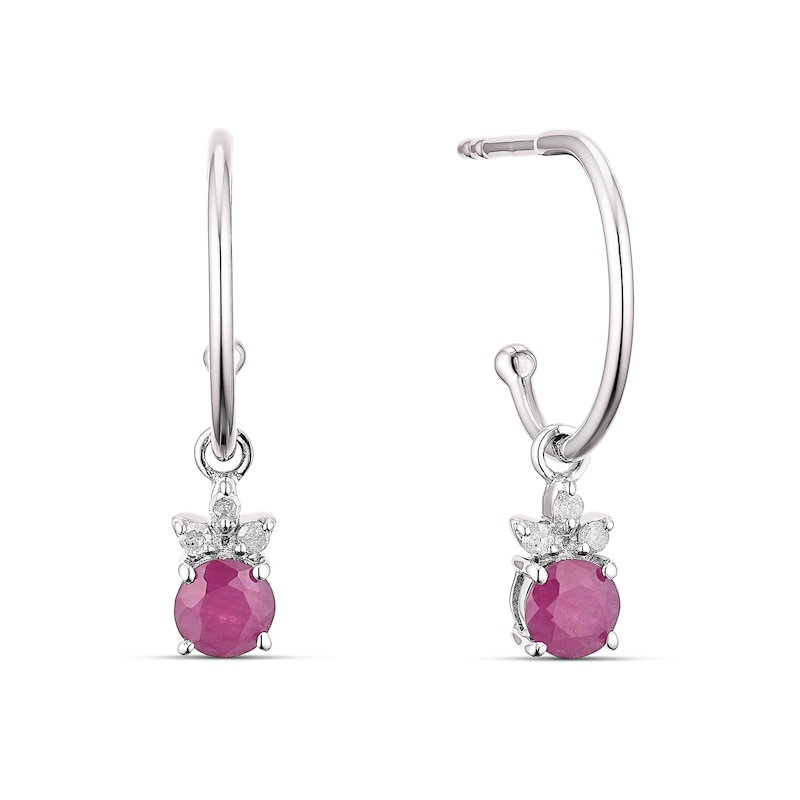 Sterling silver dangly ruby earrings