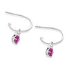 Thumbnail Image 1 of Sterling Silver Ruby & 0.05ct Diamond Drop Hoop Earrings