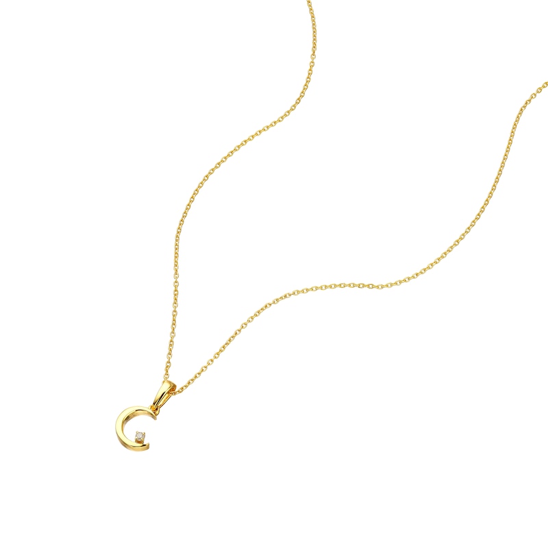 Main Image 2 of Sterling Silver & 18ct Gold Plated 0.01ct Diamond Moon Pendant