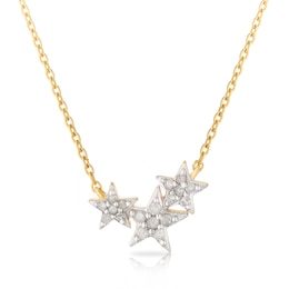 Sterling Silver & 18ct Gold Plated 0.12ct Diamond Star Necklace