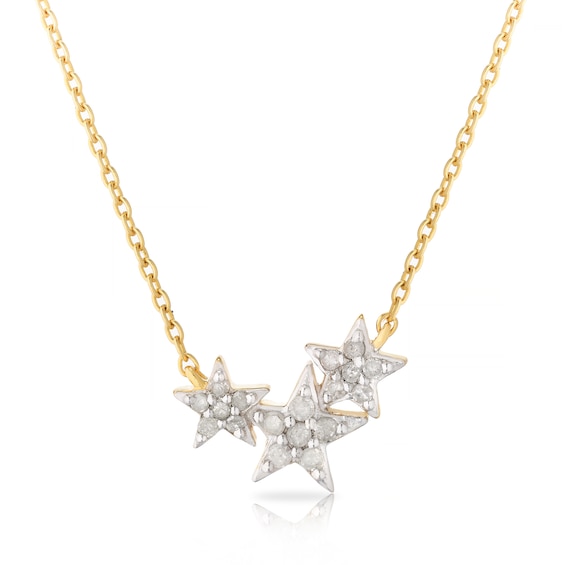 Sterling Silver and 18ct Gold Plated 0.12ct Diamond Star Necklace