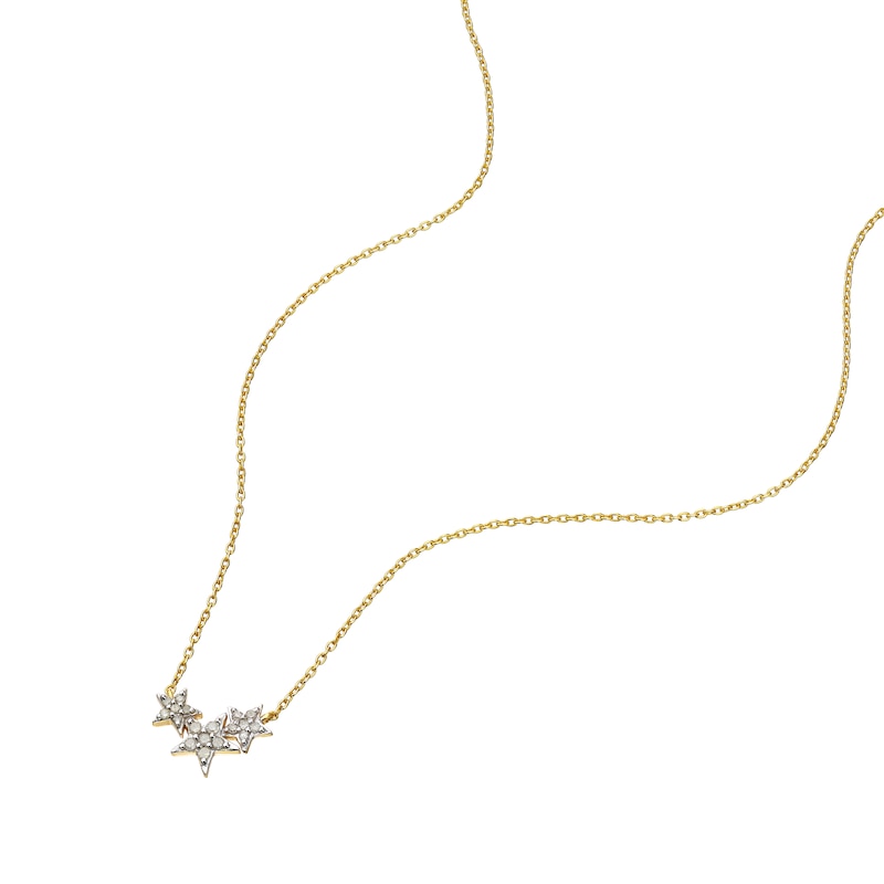 Main Image 2 of Sterling Silver & 18ct Gold Plated 0.12ct Diamond Star Necklace