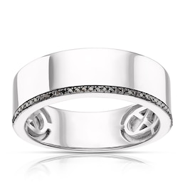 Men's Sterling Silver 0.09ct Black Treated Diamond Ring