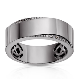 Men's Sterling Silver 0.03ct Black Treated Diamond Ring