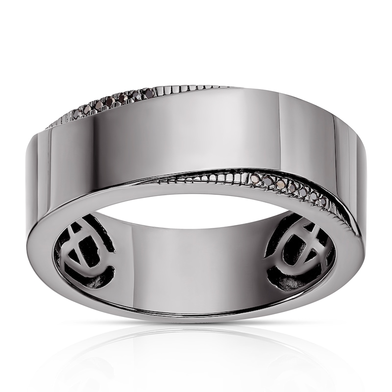 Main Image 1 of Men's Sterling Silver 0.03ct Black Treated Diamond Ring