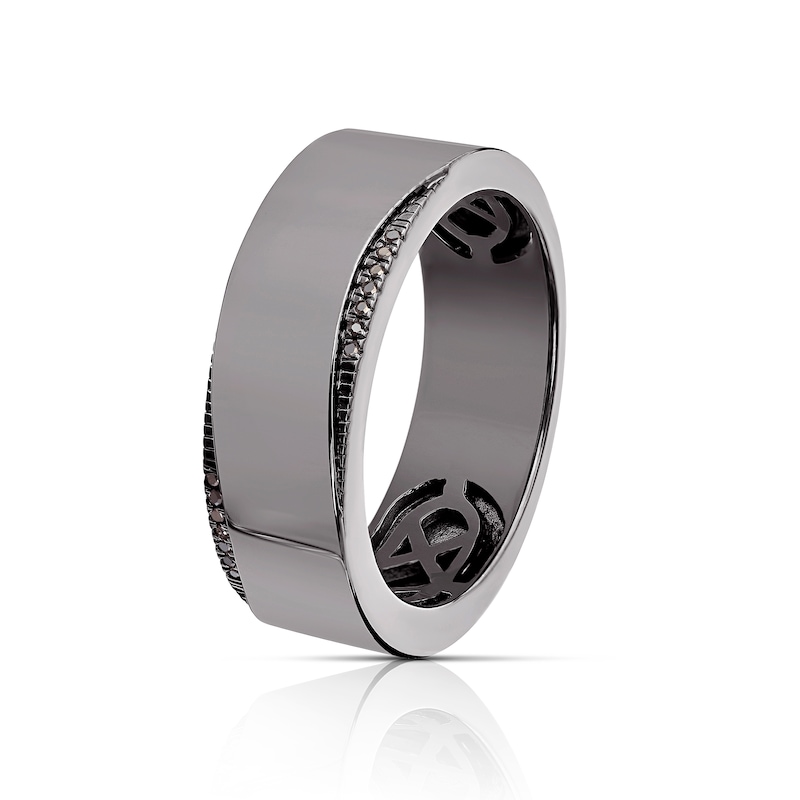 Main Image 2 of Men's Sterling Silver 0.03ct Black Treated Diamond Ring