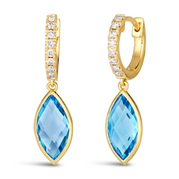 Le Vian 14ct Honey Gold Blue Topaz 0.18ct Diamond Earrings