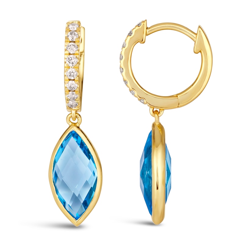 Le Vian 14ct Honey Gold Blue Topaz 0.18ct Diamond Earrings