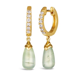 Le Vian 14ct Yellow Gold Prehnite 0.18ct Diamond Earrings