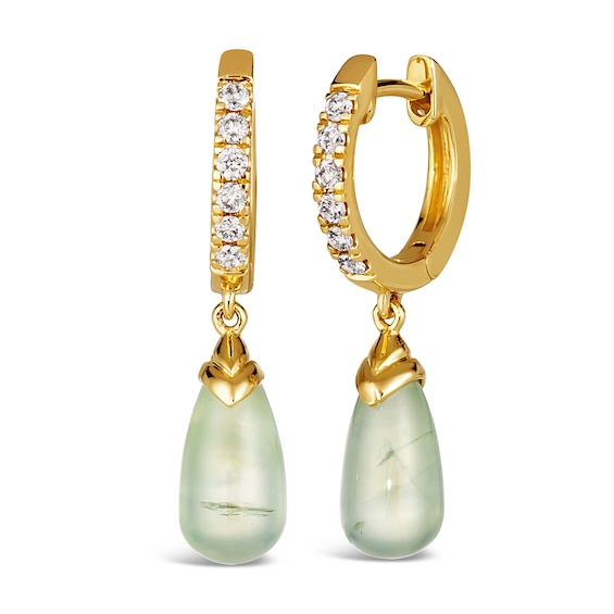 Le Vian 14ct Yellow Gold Prehnite 0.18ct Diamond Earrings