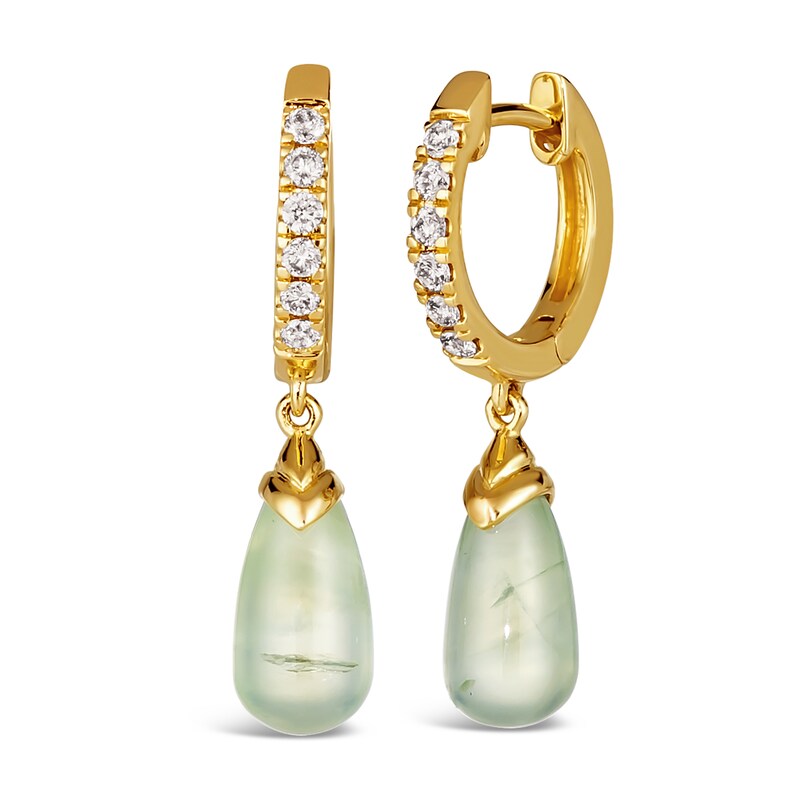 Main Image 1 of Le Vian 14ct Yellow Gold Prehnite 0.18ct Diamond Earrings