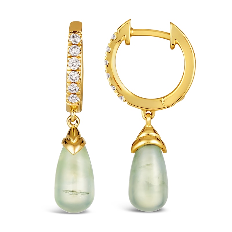 Main Image 2 of Le Vian 14ct Yellow Gold Prehnite 0.18ct Diamond Earrings