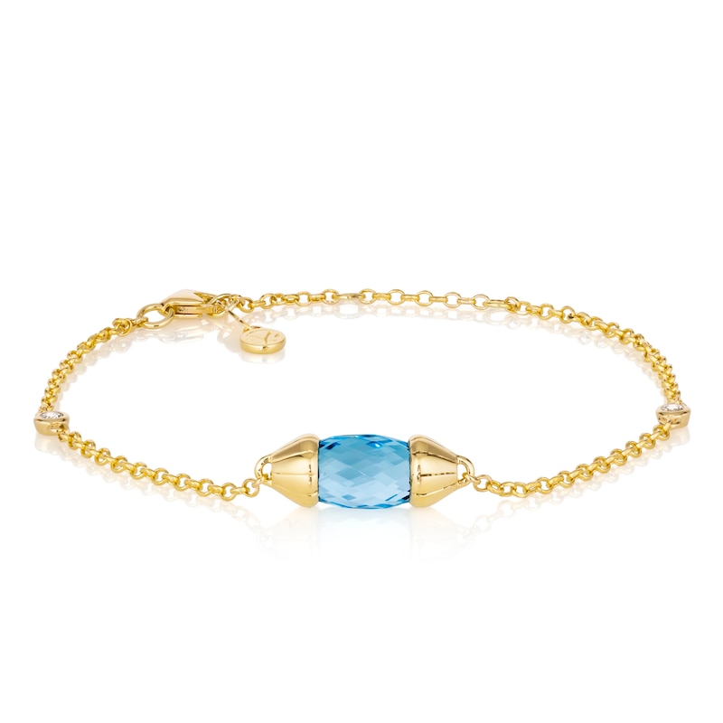 Le Vian 14ct Honey Gold Blue Topaz 0.07ct Diamond Bracelet