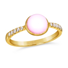 Le Vian 14ct Yellow Gold Pink Opal 0.08ct Diamond Ring