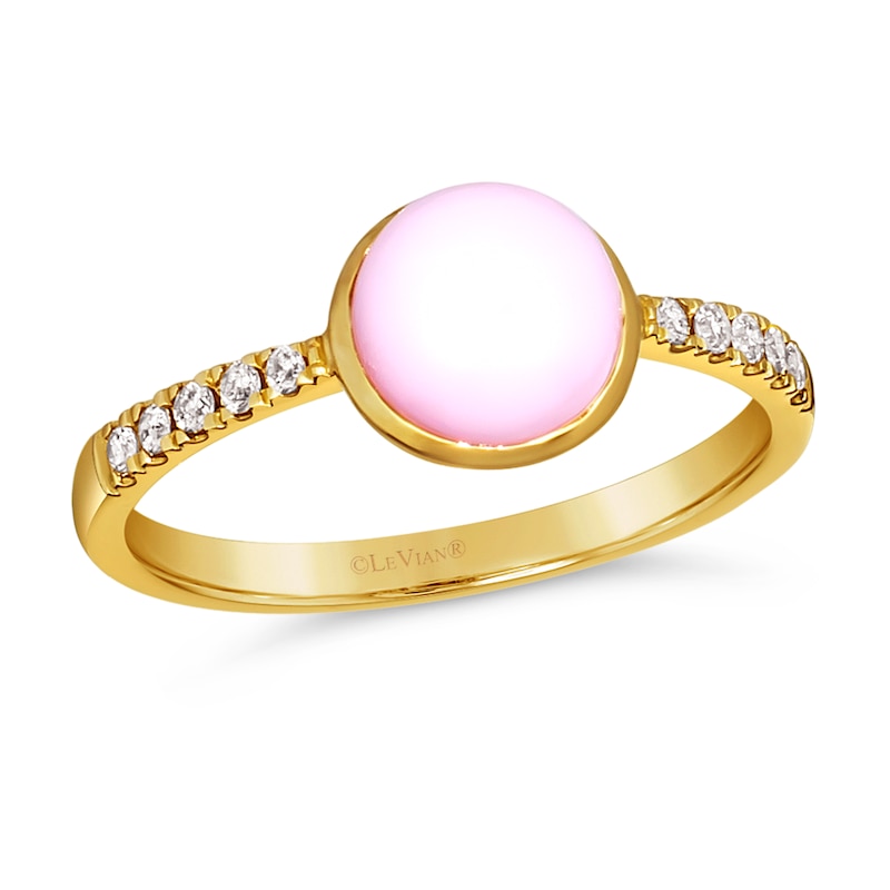 Le Vian 14ct Yellow Gold Pink Opal 0.09ct Diamond Ring