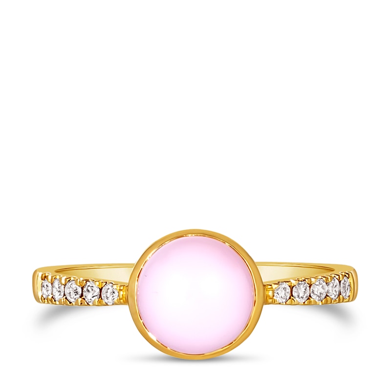 Le Vian 14ct Yellow Gold Pink Opal 0.09ct Diamond Ring