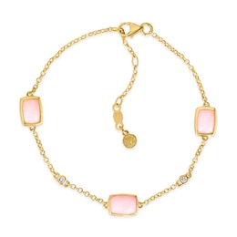 Le Vian 14ct Yellow Gold Pink Opal 0.04ct Diamond Bracelet