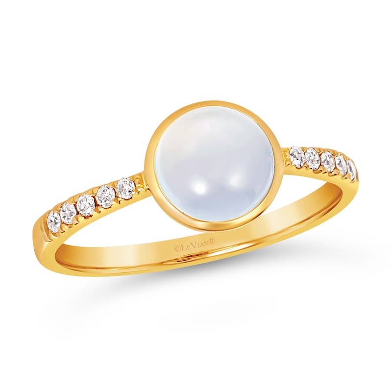Le Vian 14ct Yellow Gold White Moonstone 0.09ct Diamond Ring