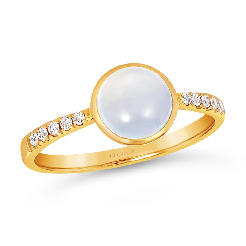 Main Image 1 of Le Vian 14ct Yellow Gold White Moonstone 0.09ct Diamond Ring