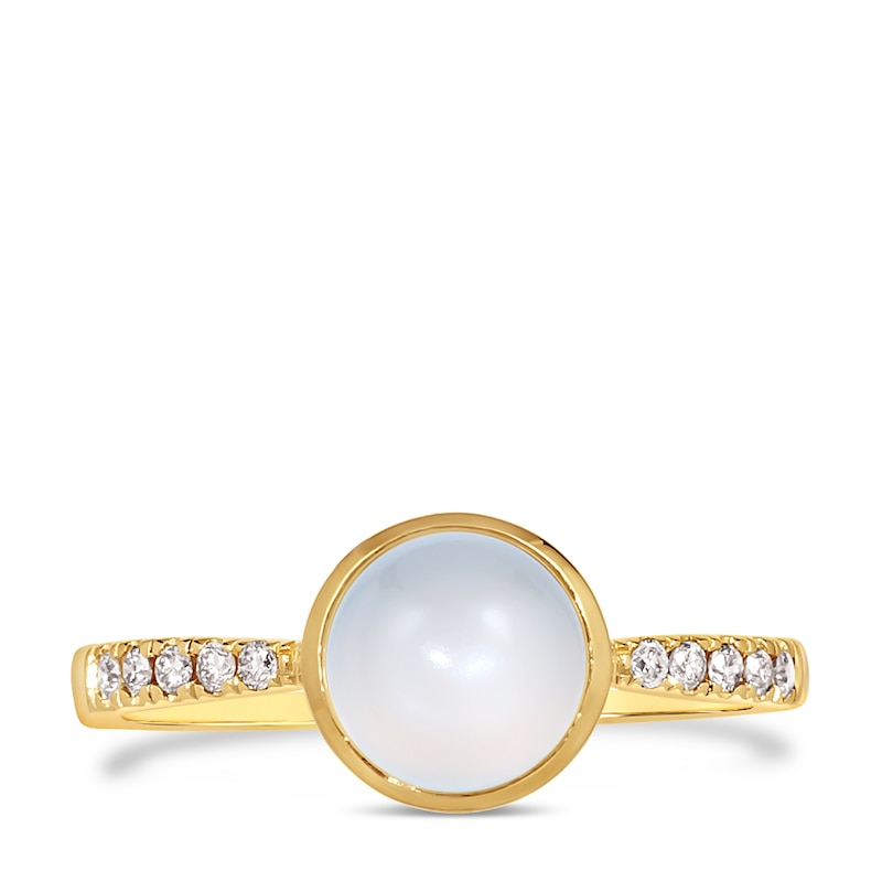 Le Vian 14ct Yellow Gold White Moonstone 0.09ct Diamond Ring