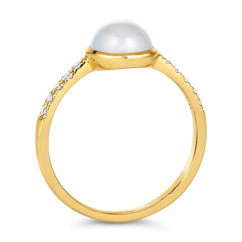 Le Vian 14ct Yellow Gold White Moonstone 0.09ct Diamond Ring