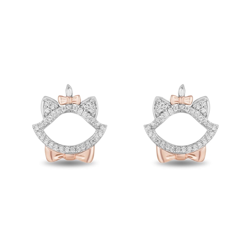Disney Treasures Aristocats Sterling Silver & 9ct Rose Gold 0.10ct Diamond Earrings