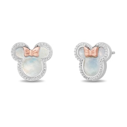 Disney Treasures Minnie Silver MOP & 0.16ct Diamond Earrings