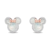 Thumbnail Image 1 of Disney Treasures Minnie Sterling Silver & 9ct Rose Gold Mother of Pearl & 0.16ct Diamond Earrings