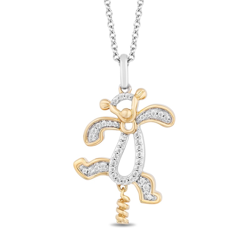 Main Image 1 of Disney Treasures Tigger Sterling Silver & 9ct Yellow Gold 0.10ct Diamond Pendant