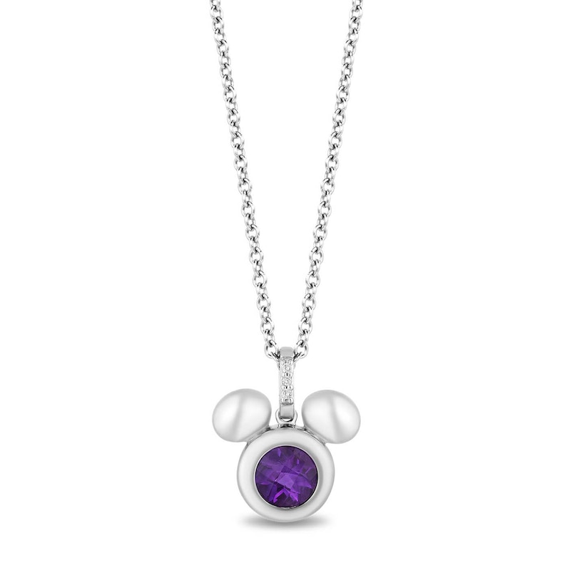 Main Image 1 of Disney Treasures Mickey Sterling Silver Amethyst & Diamond Pendant