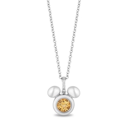 Disney Treasures Mickey Sterling Silver Citrine & Diamond Pendant
