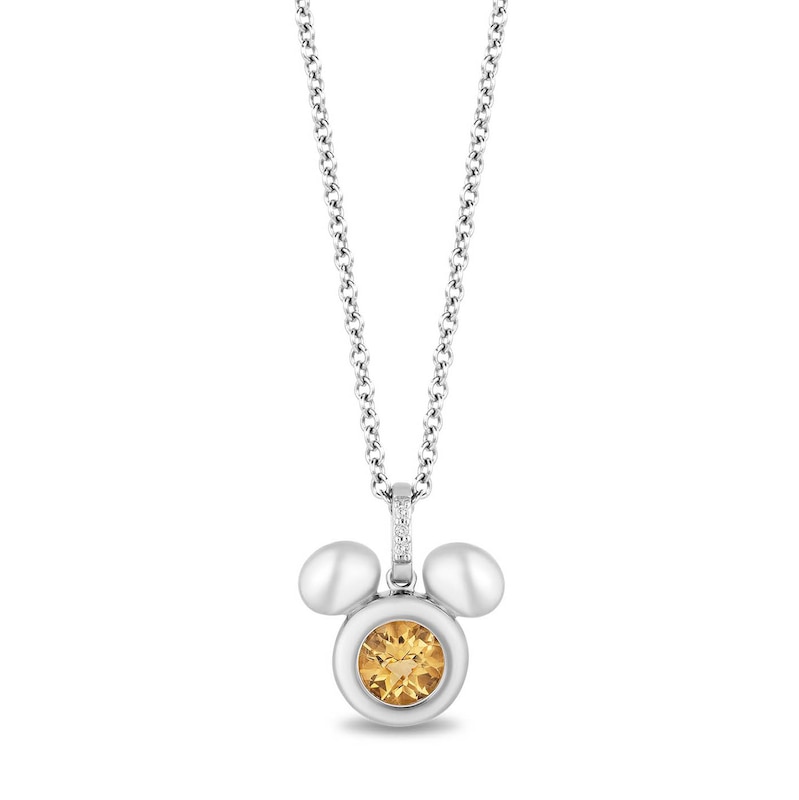 Main Image 1 of Disney Treasures Mickey Sterling Silver Citrine & Diamond Pendant