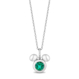 Disney Treasures Mickey Silver Emerald & Diamond Pendant