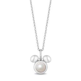 Disney Treasures Mickey Sterling Silver Pearl & Diamond Pendant