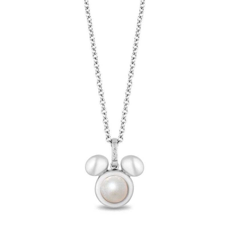 Main Image 1 of Disney Treasures Mickey Sterling Silver Pearl & Diamond Pendant