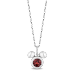 Disney Treasures Mickey Sterling Silver Garnet & Diamond Pendant