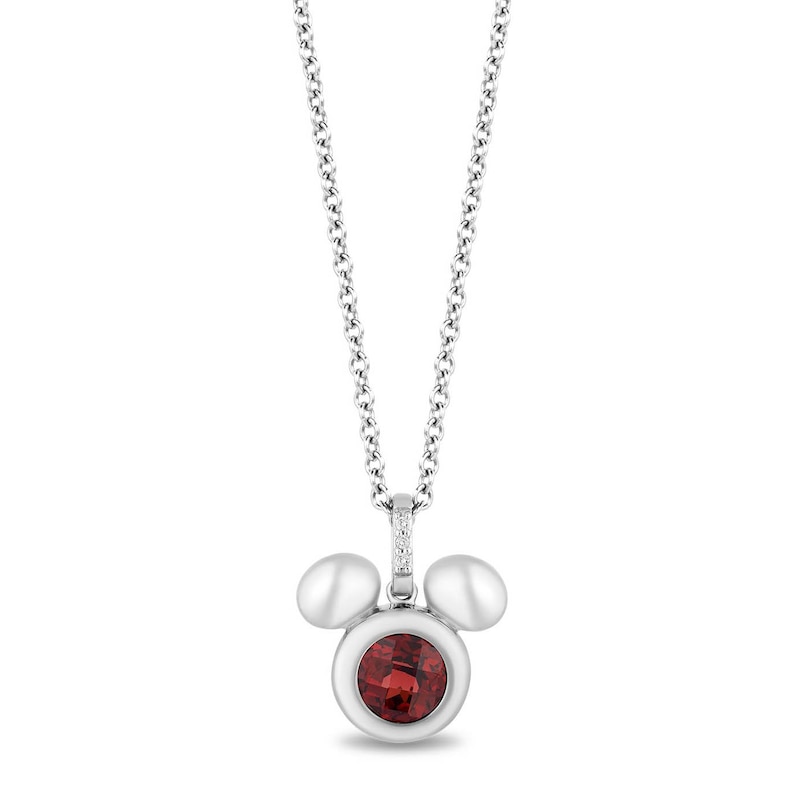 Main Image 1 of Disney Treasures Mickey Sterling Silver Garnet & Diamond Pendant