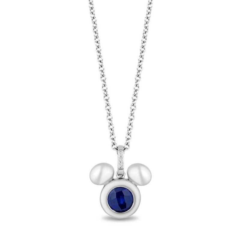 Main Image 1 of Disney Treasures Mickey Sterling Silver Created Sapphire & Diamond Pendant