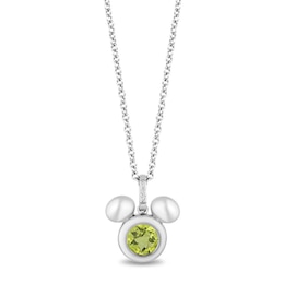 Disney Treasures Mickey Sterling Silver Peridot & Diamond Pendant