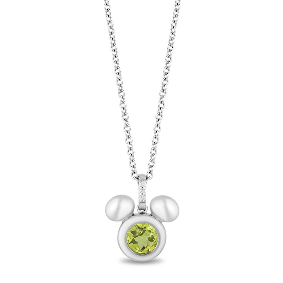 Disney Treasures Mickey Sterling Silver Peridot and Diamond Pendant
