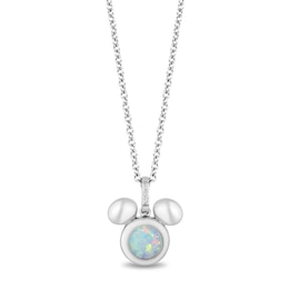 Disney Treasures Mickey Silver Opal & Diamond Pendant