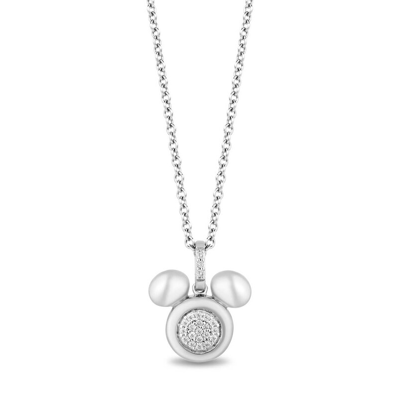 Main Image 1 of Disney Treasures Mickey Sterling Silver Diamond Birthstone Pendant