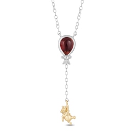 Disney Treasures Winnie The Pooh Sterling Silver & 9ct Yellow Gold Garnet & Diamond Pendant