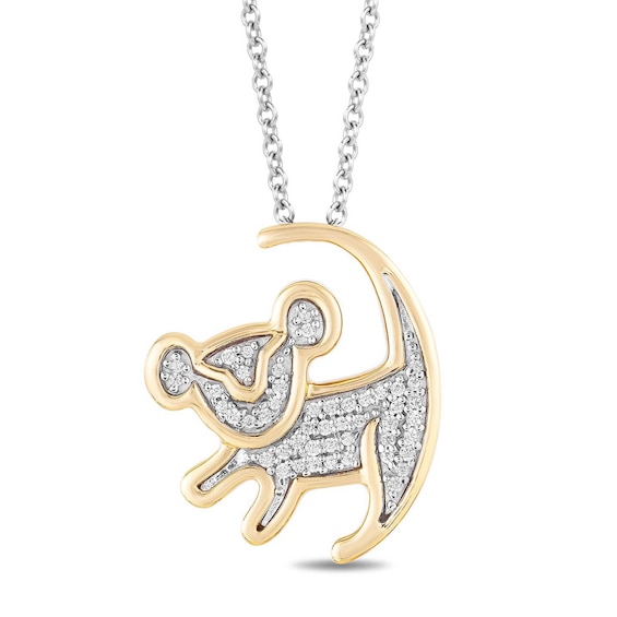 Disney Treasures Lion King Sterling Silver and 9ct Yellow Gold Diamond Pendant