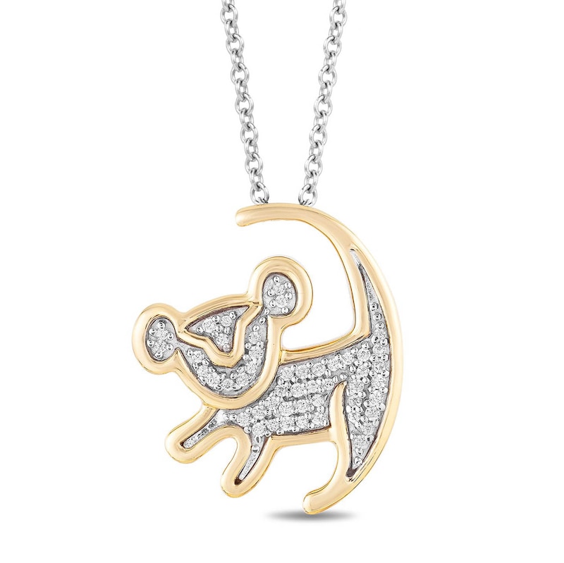 Main Image 1 of Disney Treasures Lion King Sterling Silver & 9ct Yellow Gold Diamond Pendant