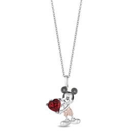 Disney Treasures 100th Collector's Edition Sterling Silver Garnet & 9ct Rose Gold Diamond Mickey Mouse Pendant