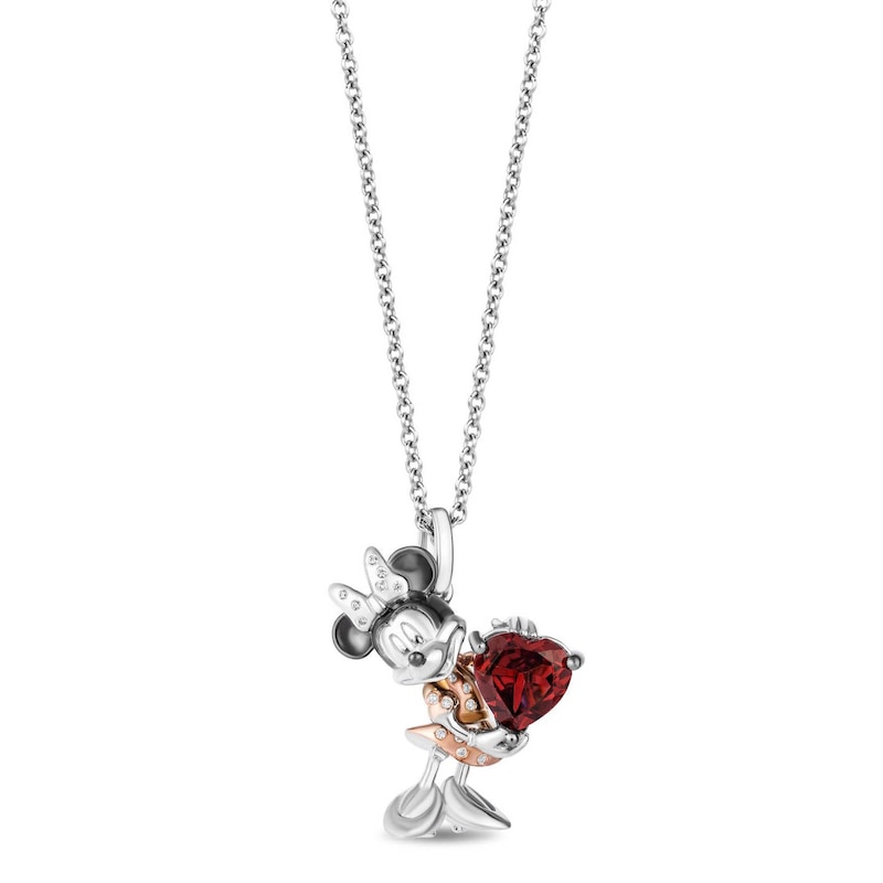 Disney Treasures 100th Collector's Edition Silver Garnet & Diamond Minnie Mouse Pendant