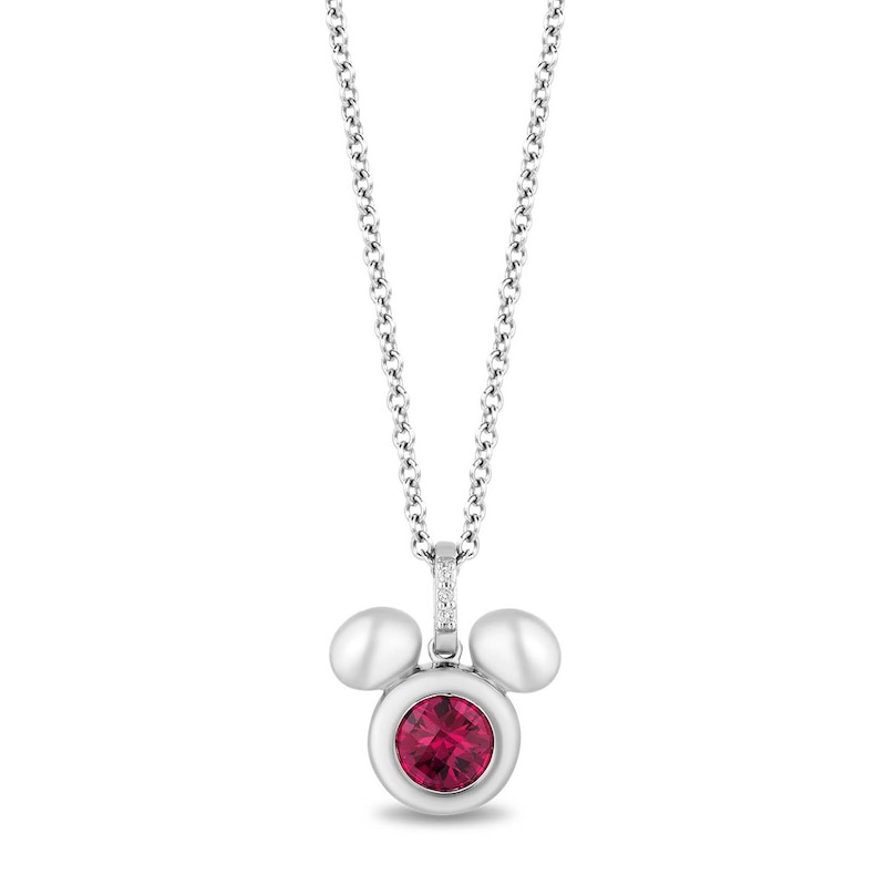 Disney Treasures Mickey Sterling Silver Created Ruby & Diamond Pendant